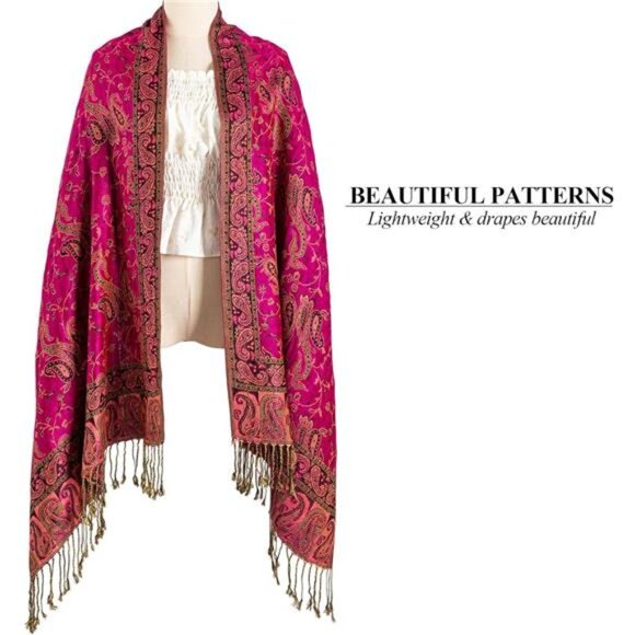 Pashmina Feel Shawls Wraps Purple - Picture 2 of 6